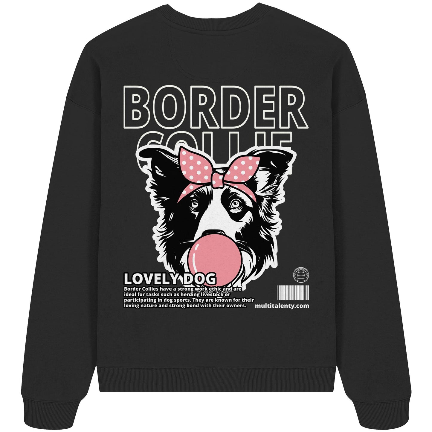 Bubble Gum Border Collie (rosa) - Organic Oversize Sweatshirt