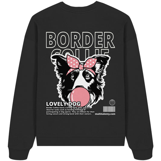Bubble Gum Border Collie (rosa) - Organic Oversize Sweatshirt