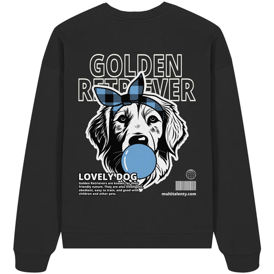 Bubble Gum Golden Retriever (blau) - Organic Oversize Sweatshirt