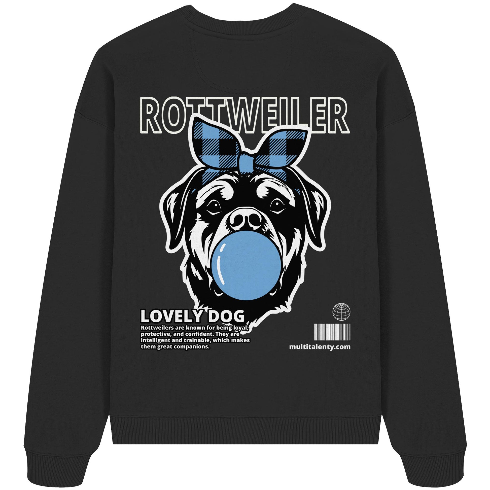Bubble Gum Rottweiler (blau) - Organic Oversize Sweatshirt