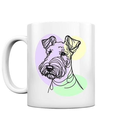Line Art - Süßer Airedale Terrier - Tasse glossy