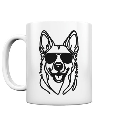 Line Art - Cooler Holländischer Schäferhund - Tasse glossy