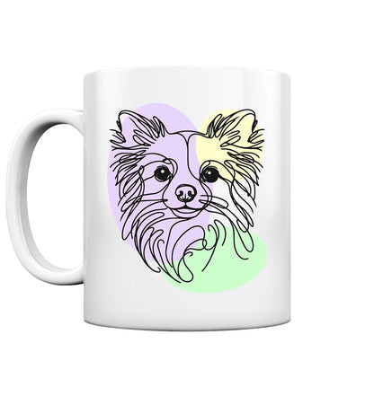 Line Art - Süßer Chihuahua (Langhaar) - Tasse glossy