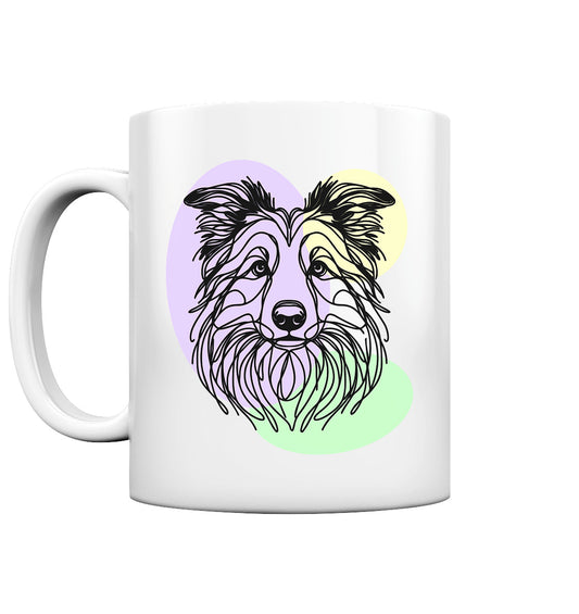 Line Art - Süßer Border Collie - Tasse glossy