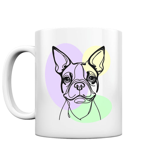 Line Art - Süßer Boston Terrier - Tasse glossy