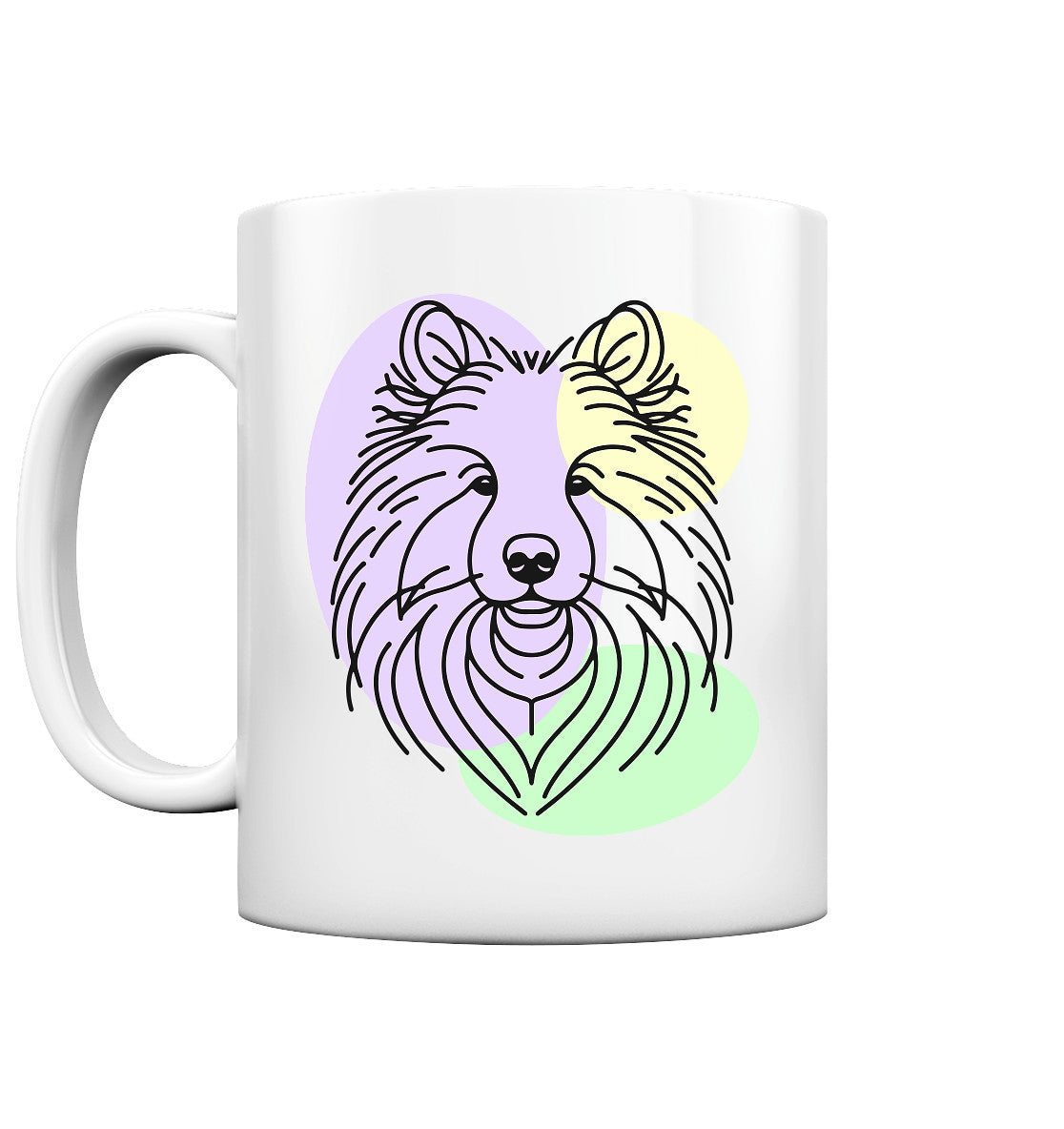 Line Art - Süßer Wolfsspitz - Tasse glossy