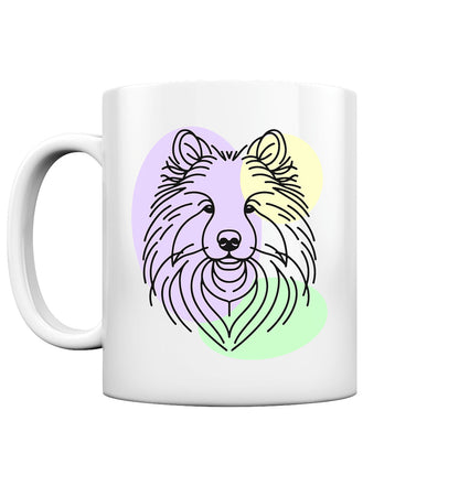 Line Art - Süßer Wolfsspitz - Tasse glossy