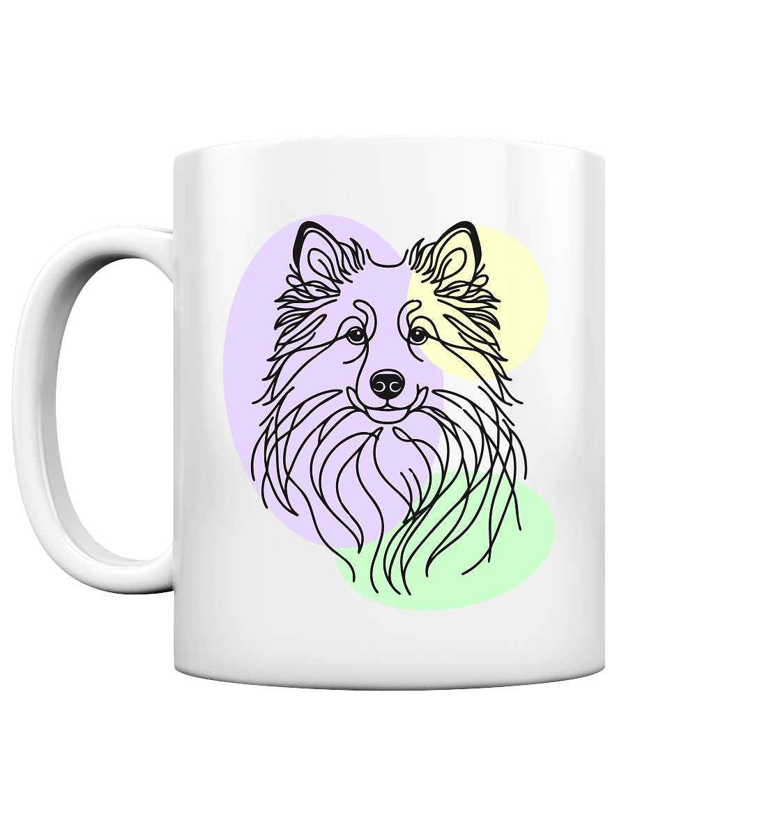 Line Art - Süßer Islandhund - Tasse glossy