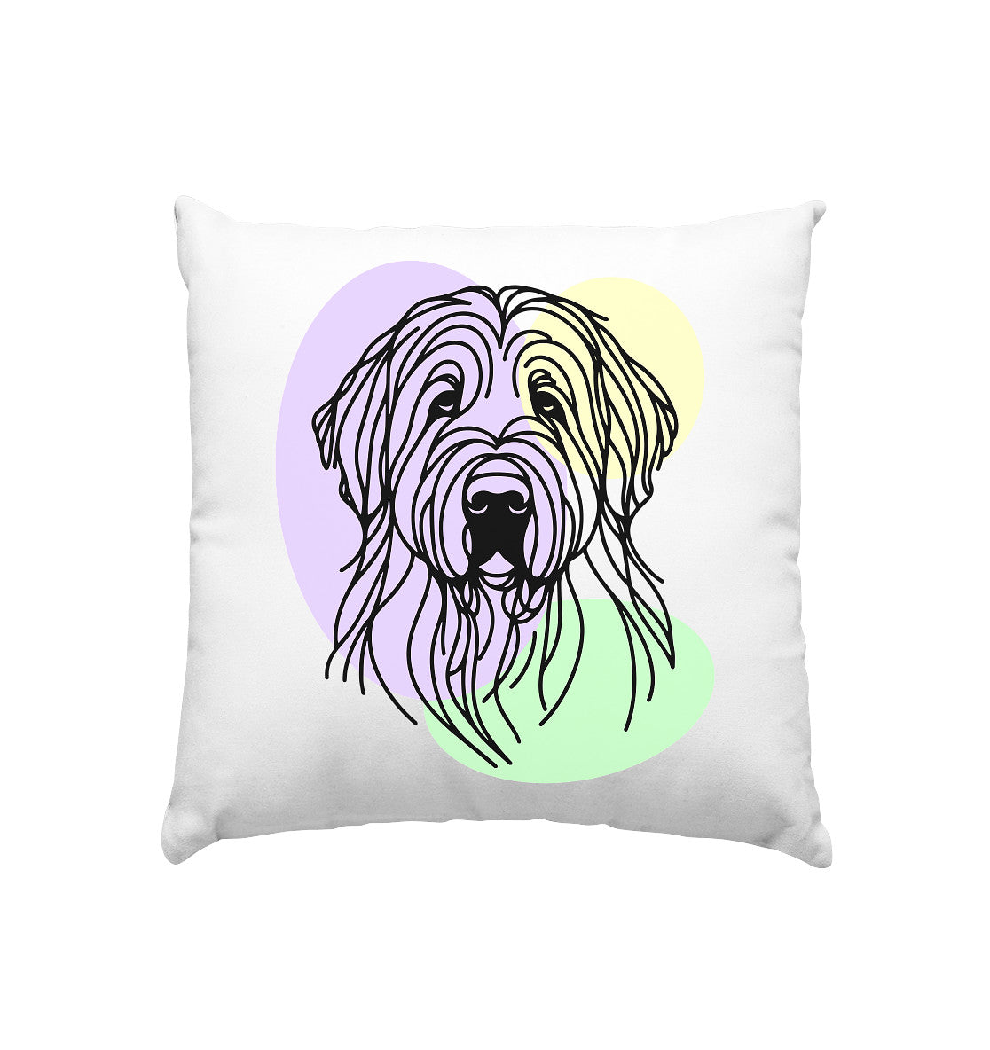 Line Art - Süßer Briard - Kissen 40x40cm