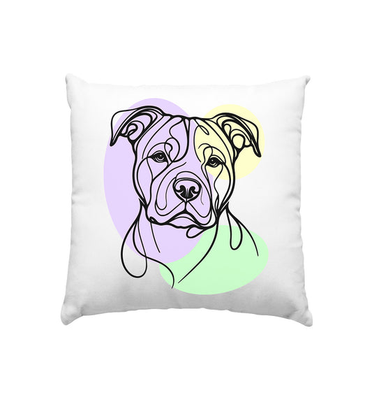 Line Art - Süßer American Staffordshire Terrier - Kissen 40x40cm
