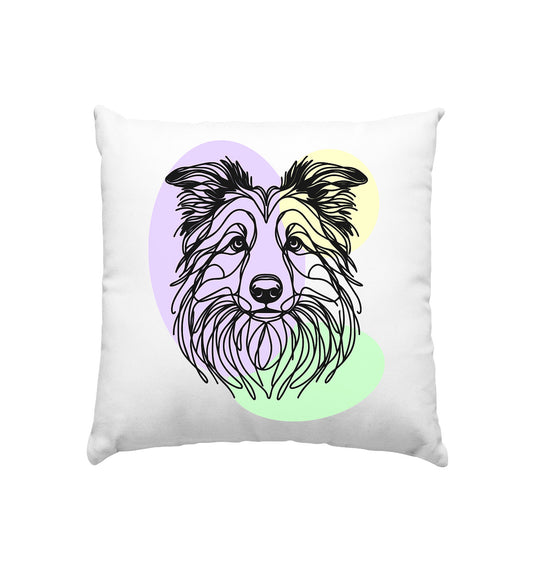 Line Art - Süßer Border Collie - Kissen 40x40cm
