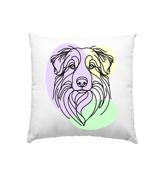 Line Art - Süßer Australian Shepherd - Kissen 40x40cm
