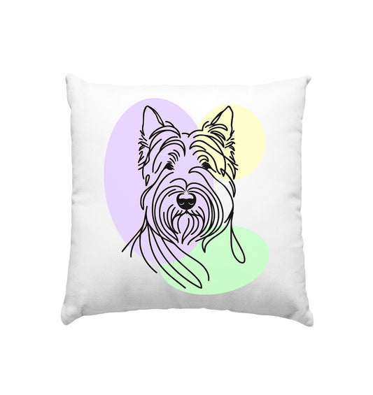 Line Art - Süßer Scottish Terrier - Kissen 40x40cm