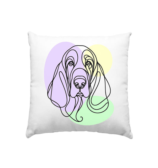 Line Art - Süßer Basset Hound - Kissen 40x40cm