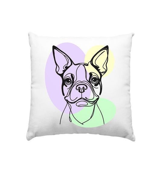 Line Art - Süßer Boston Terrier - Kissen 40x40cm