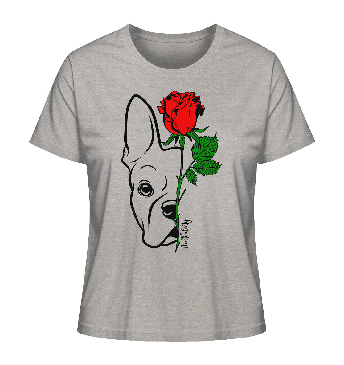 Tattoo Rose - Boston Terrier - Ladies Organic Shirt