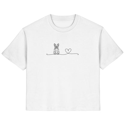 Line Art - Französische Bulldogge mit Herz - Ladies Organic Shirt