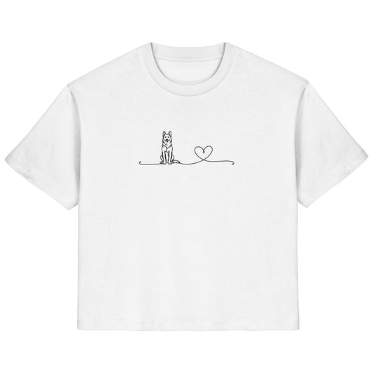 Line Art - Weißer Schäferhund mit Herz - Ladies Organic Shirt