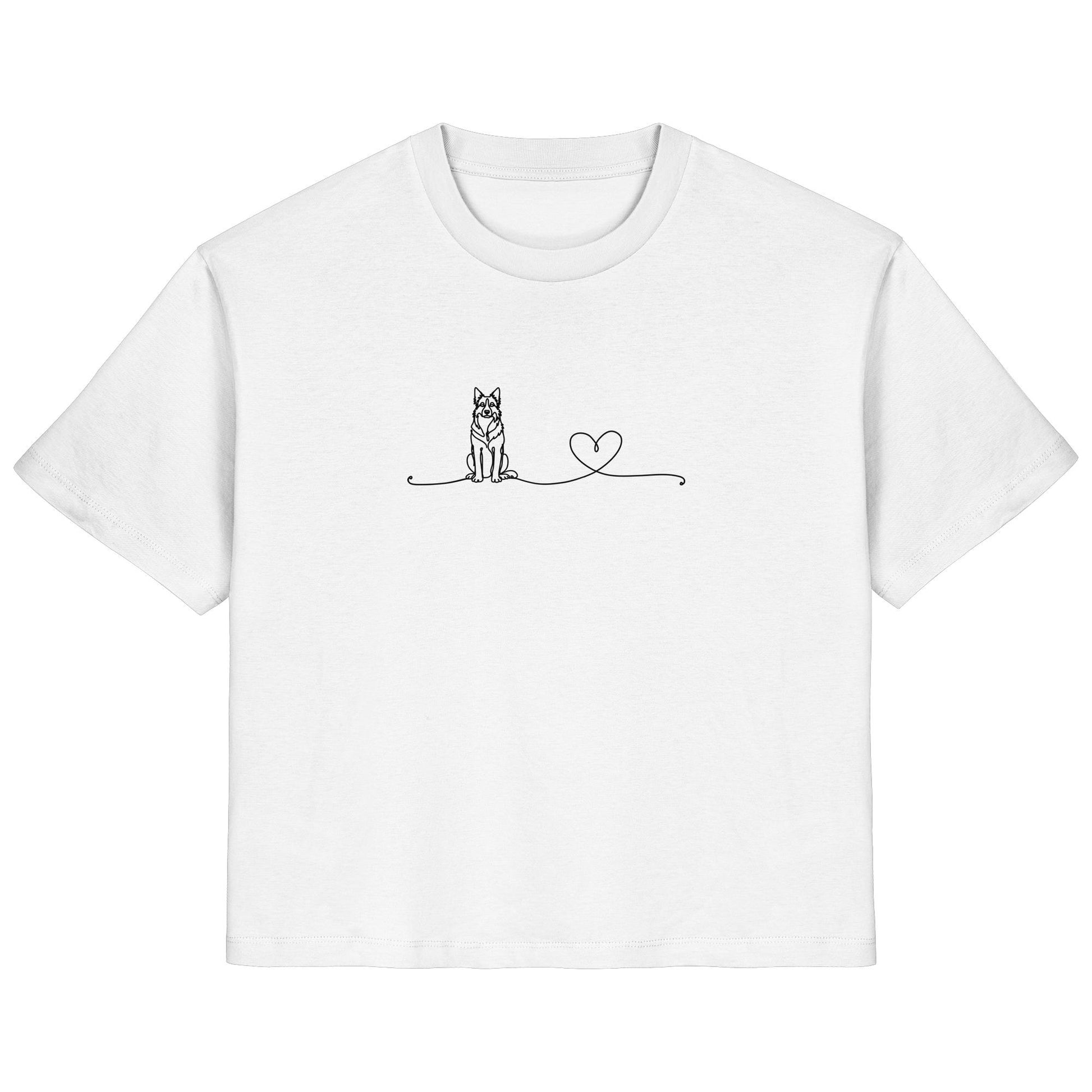 Line Art - Border Collie (Stehohren) mit Herz - Ladies Organic Shirt