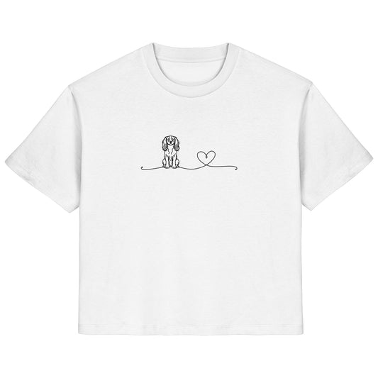 Line Art - Cavalier King Charles Spaniel mit Herz - Ladies Organic Shirt