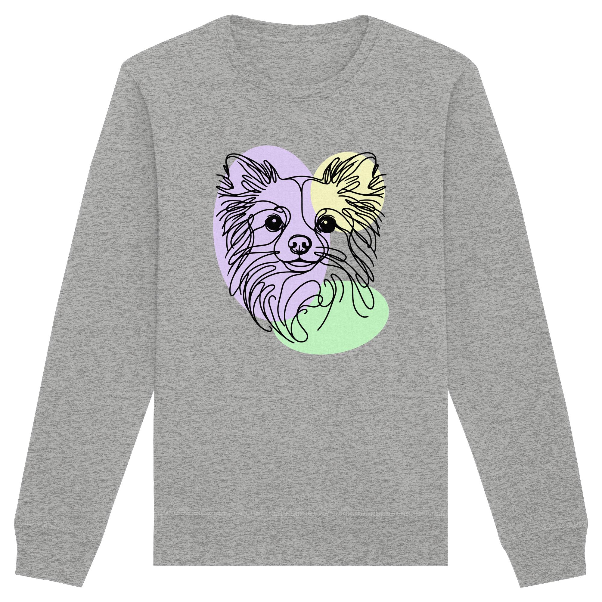 Line Art - Süßer Chihuahua (Langhaar) - Organic Basic Unisex Sweatshirt