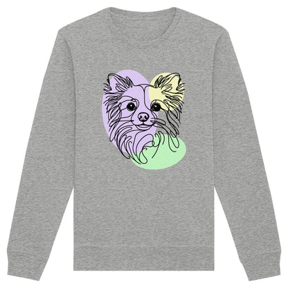 Line Art - Süßer Chihuahua (Langhaar) - Organic Basic Unisex Sweatshirt
