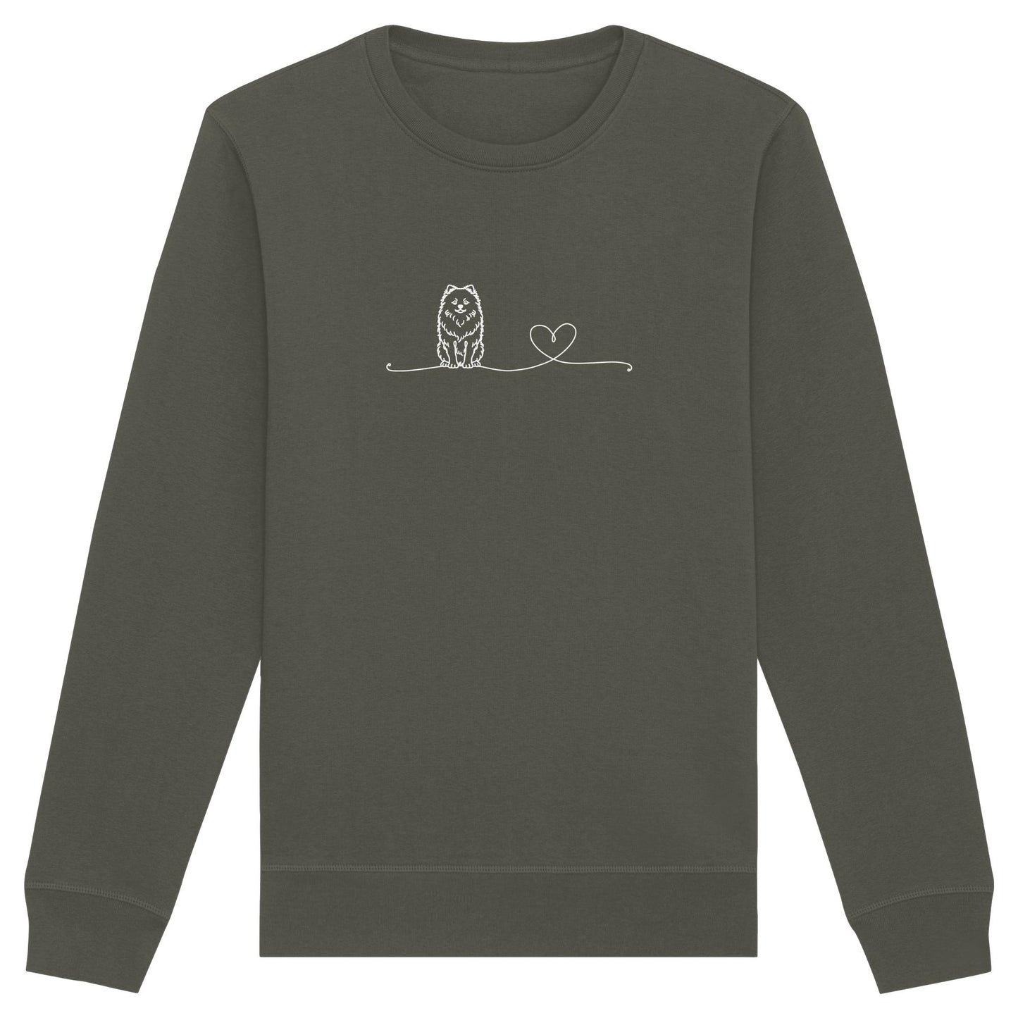 Line Art - Pomeranian mit Herz - Organic Basic Unisex Sweatshirt