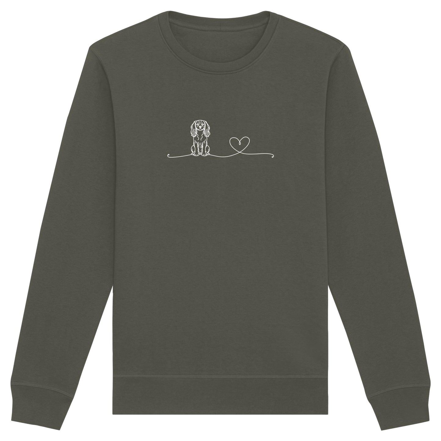 Line Art - Cavalier King Charles Spaniel mit Herz - Organic Basic Unisex Sweatshirt