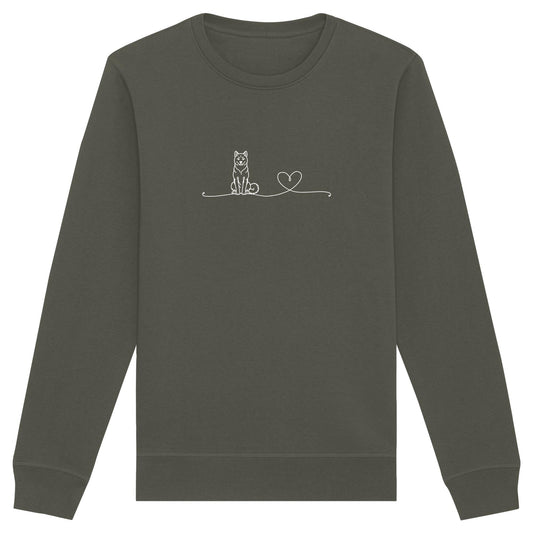 Line Art - Shiba Inu mit Herz - Organic Basic Unisex Sweatshirt