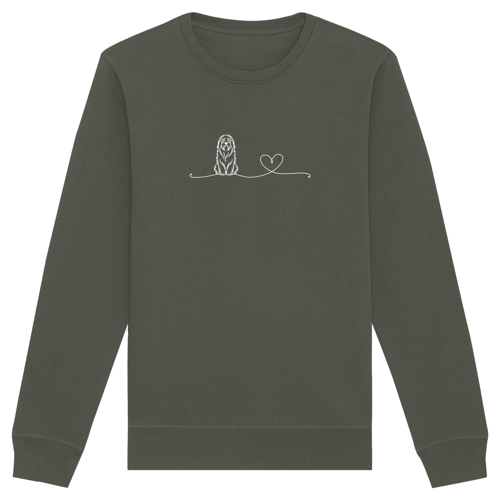 Line Art - Bearded Collie mit Herz - Organic Basic Unisex Sweatshirt