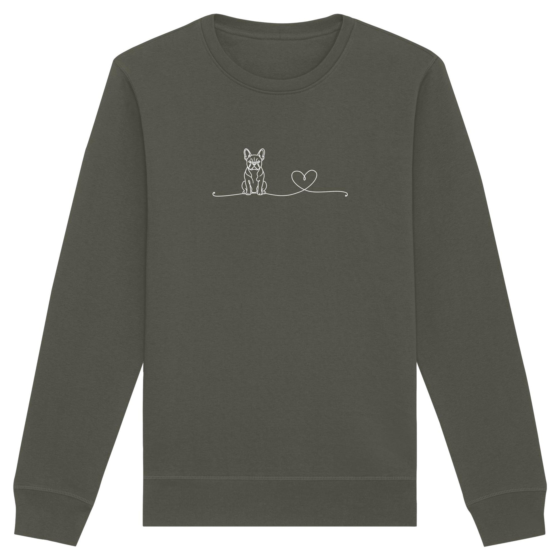 Line Art - Französische Bulldogge mit Herz - Organic Basic Unisex Sweatshirt