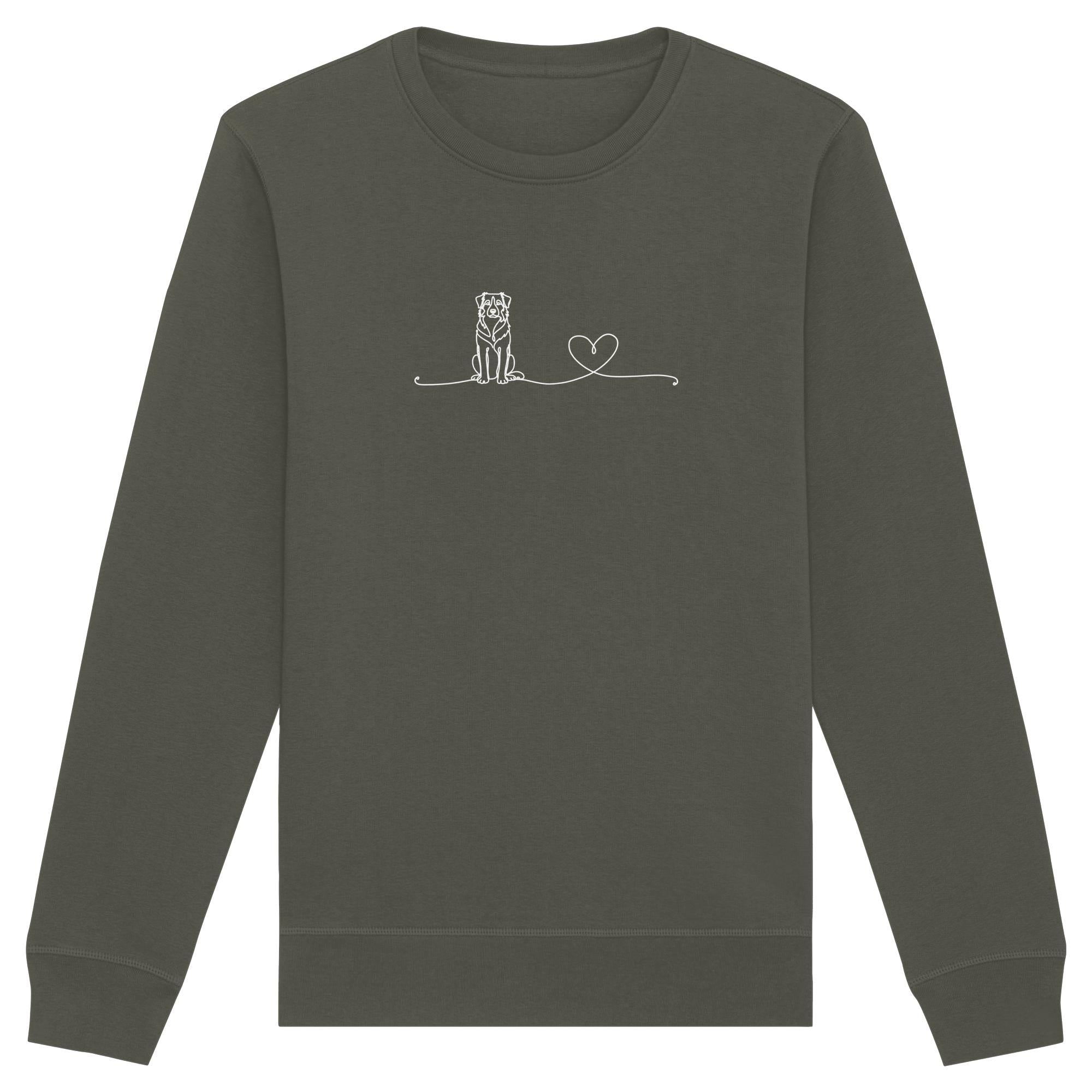 Line Art - Australian Shepherd mit Herz - Organic Basic Unisex Sweatshirt