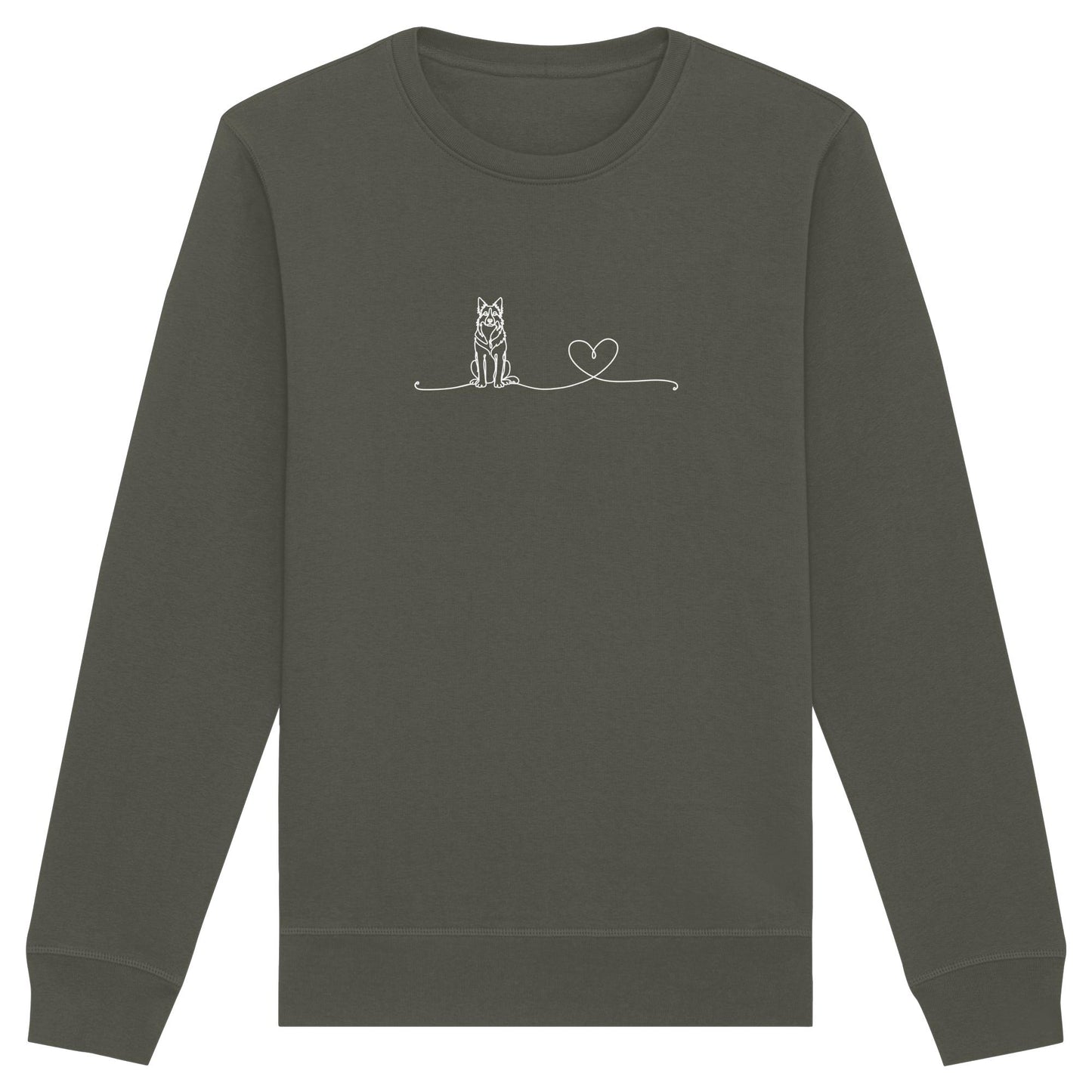 Line Art - Border Collie (Stehohren) mit Herz - Organic Basic Unisex Sweatshirt