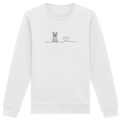 Line Art - Französische Bulldogge mit Herz - Organic Basic Unisex Sweatshirt