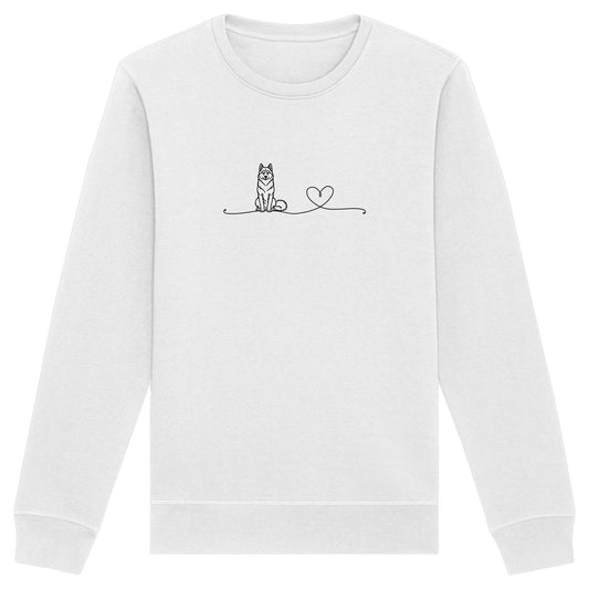 Line Art - Husky mit Herz - Organic Basic Unisex Sweatshirt