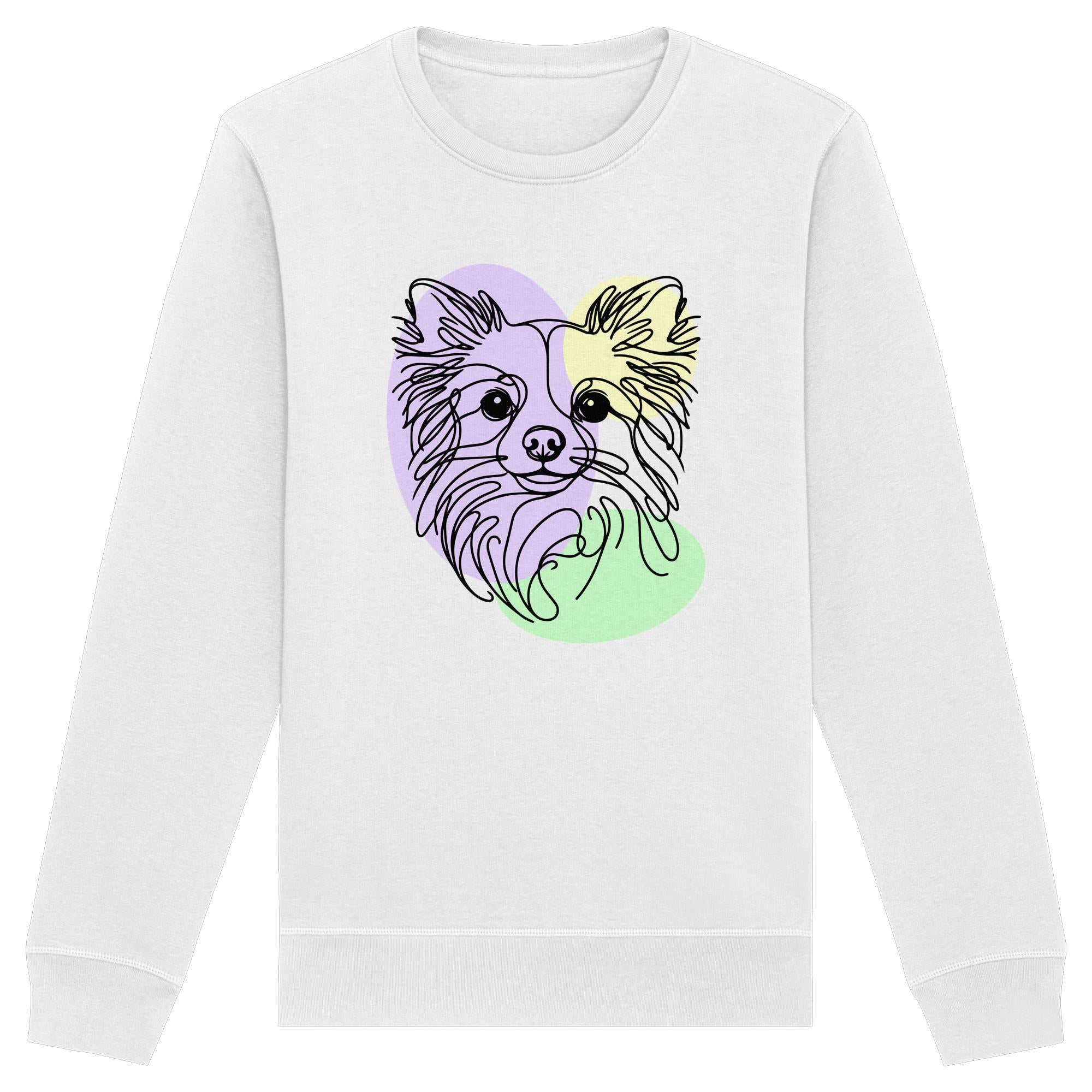 Line Art - Süßer Chihuahua (Langhaar) - Organic Basic Unisex Sweatshirt