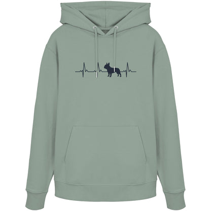 Herzschlag Französische Bulldogge - Organic Hoodie