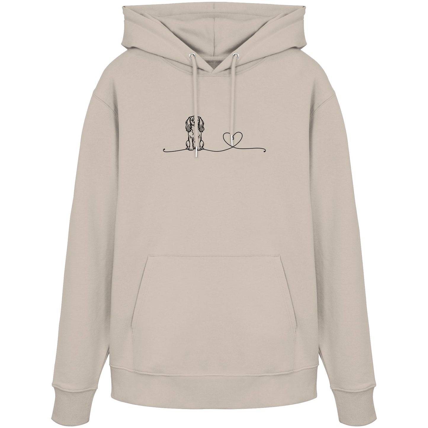 Line Art - Cavalier King Charles Spaniel mit Herz - Organic Hoodie