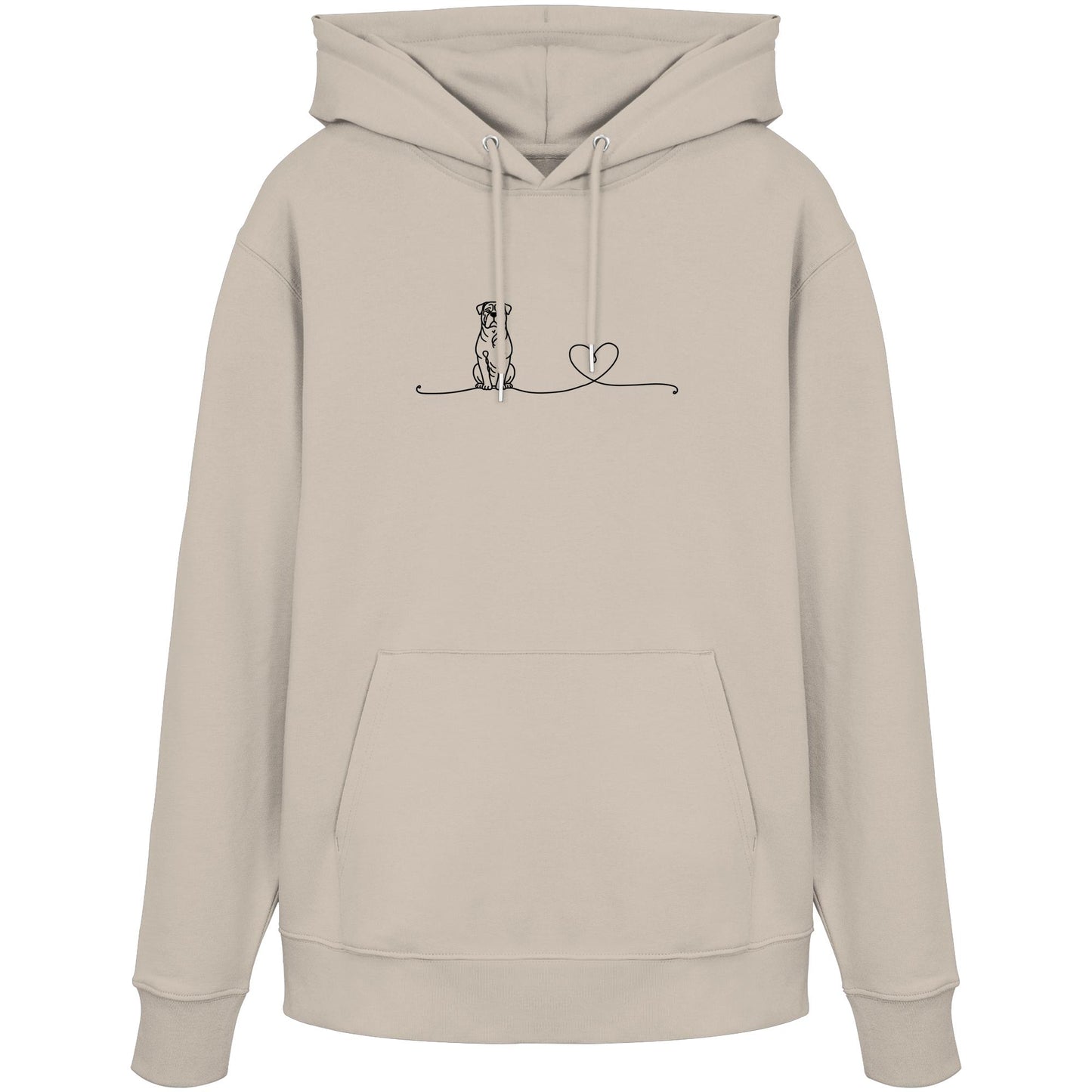 Line Art - Bordeauxdogge mit Herz - Organic Hoodie