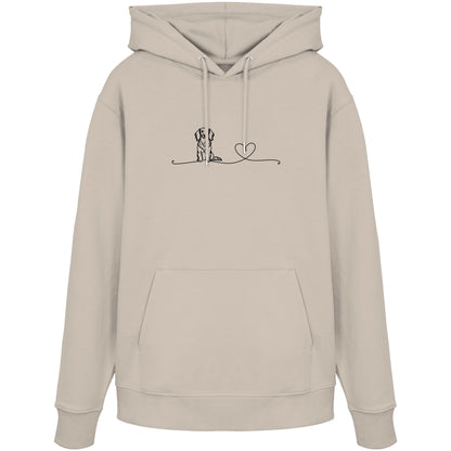 Line Art - Dackel (Langhaar) mit Herz - Organic Hoodie