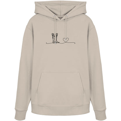 Line Art - Chihuahua (Langhaar) mit Herz - Organic Hoodie