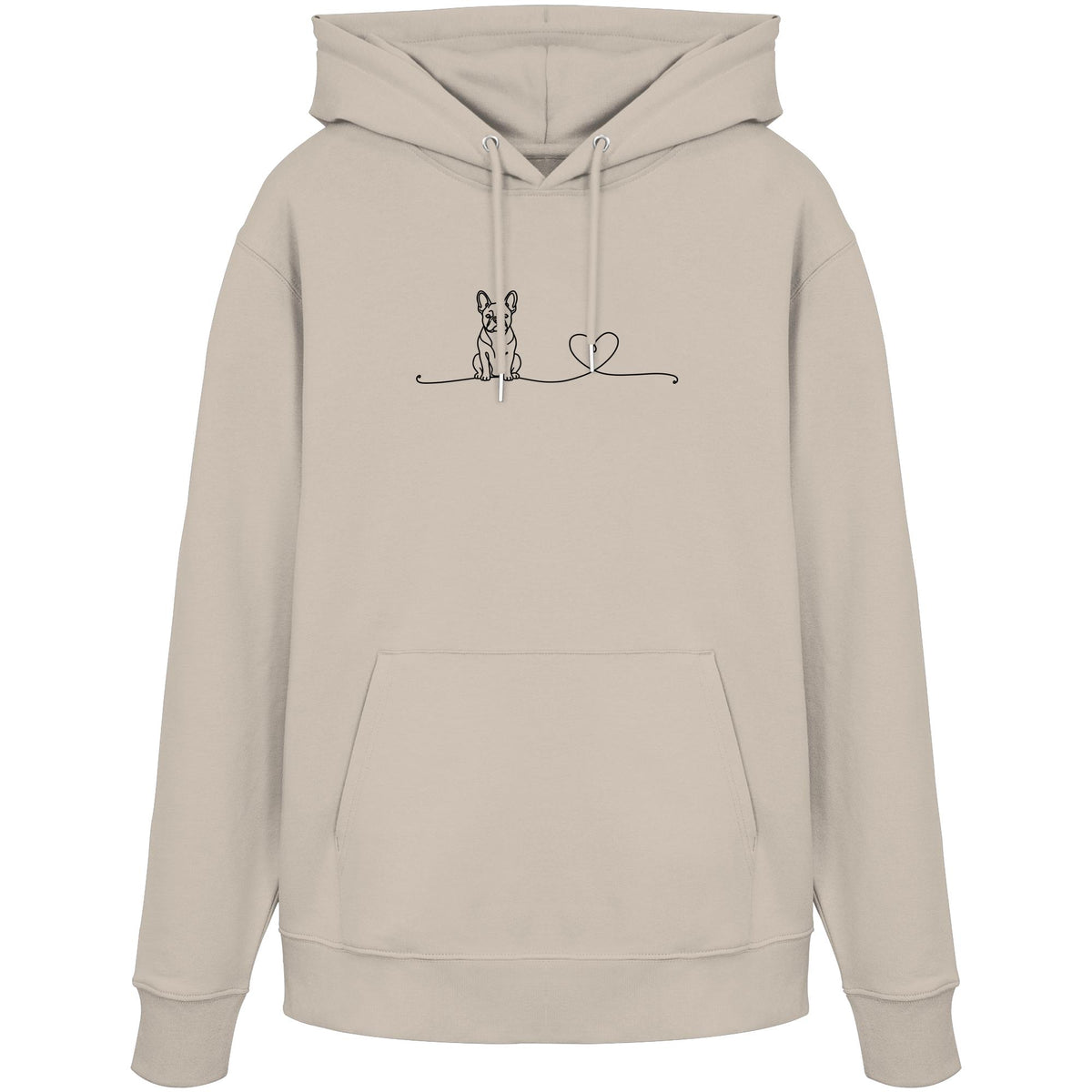 Line Art - Französische Bulldogge mit Herz - Organic Hoodie