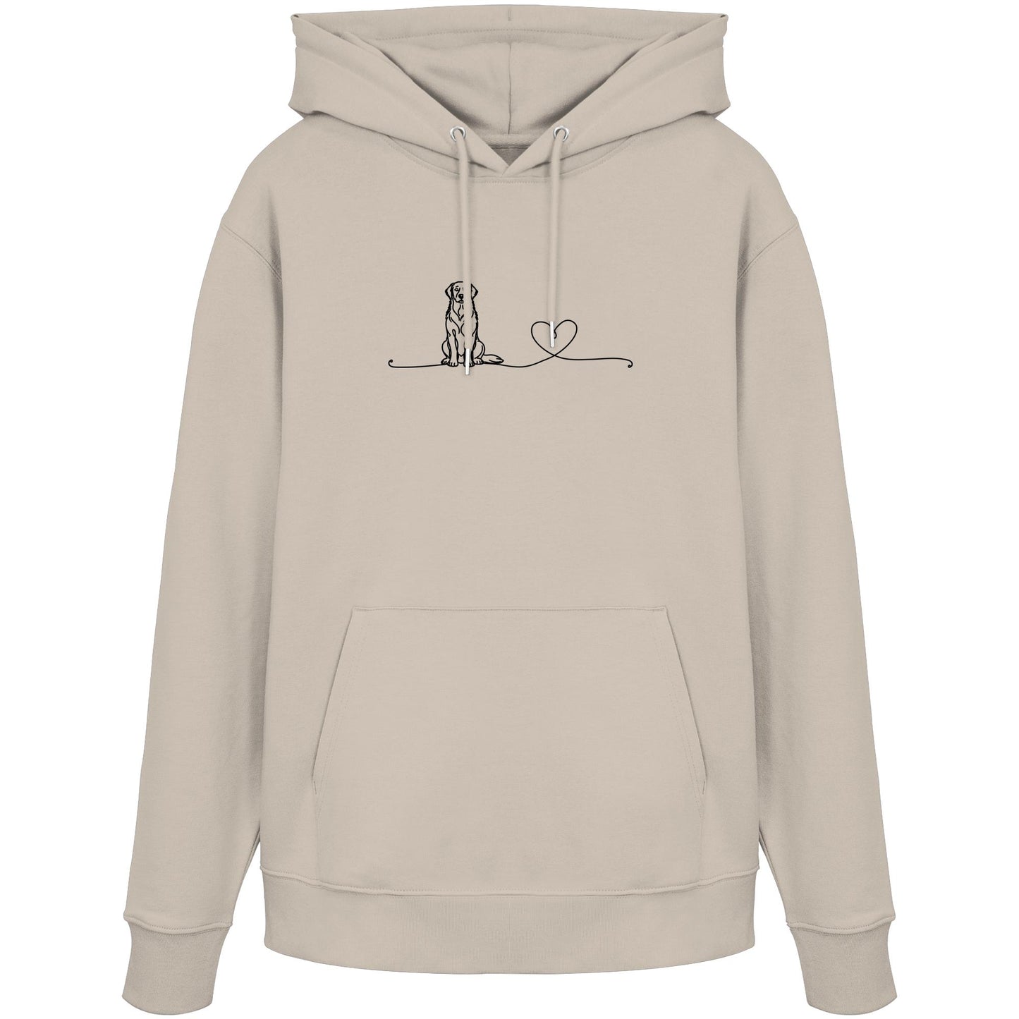 Line Art - Golden Retriever mit Herz - Organic Hoodie