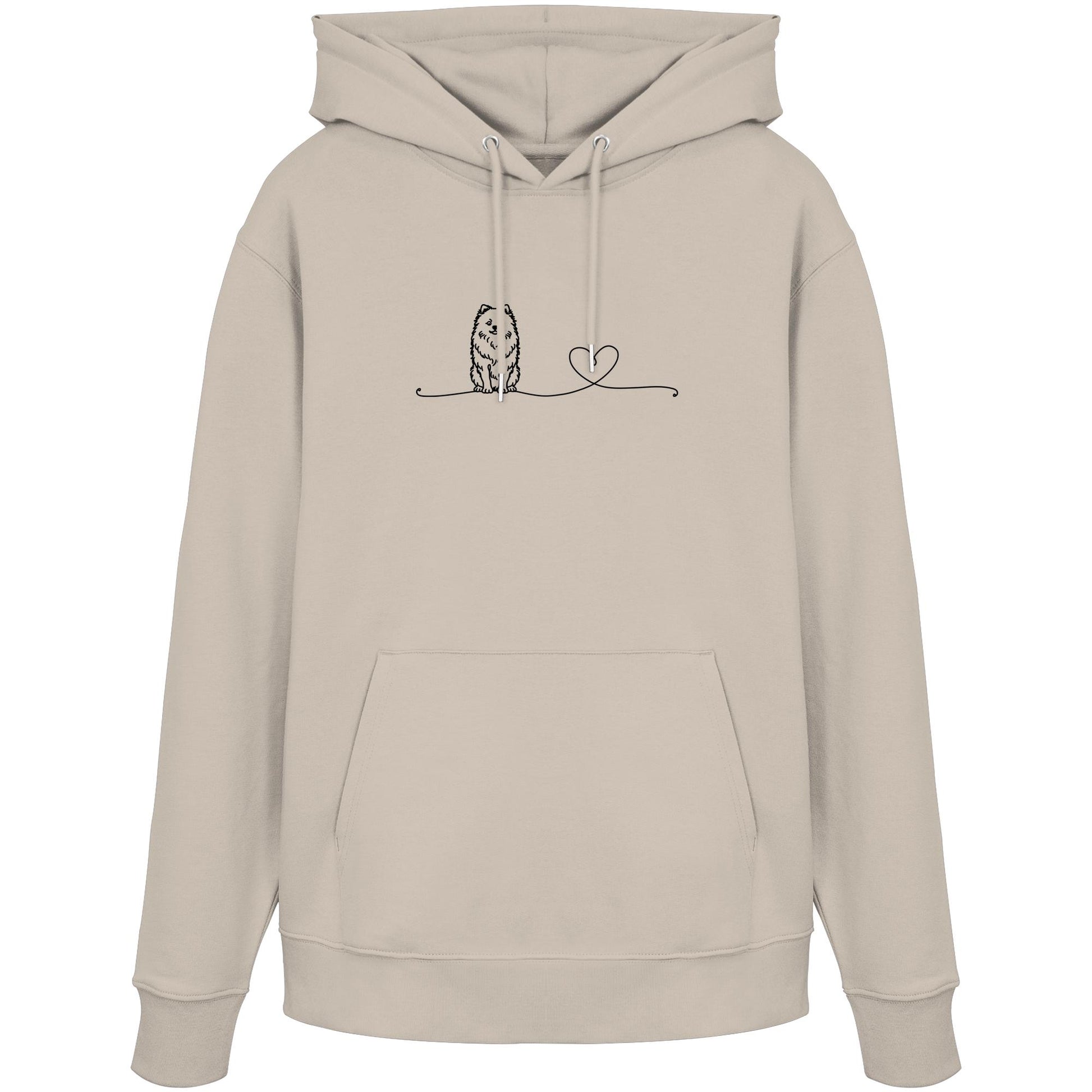 Line Art - Pomeranian mit Herz - Organic Hoodie