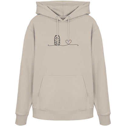 Line Art - Pomeranian mit Herz - Organic Hoodie