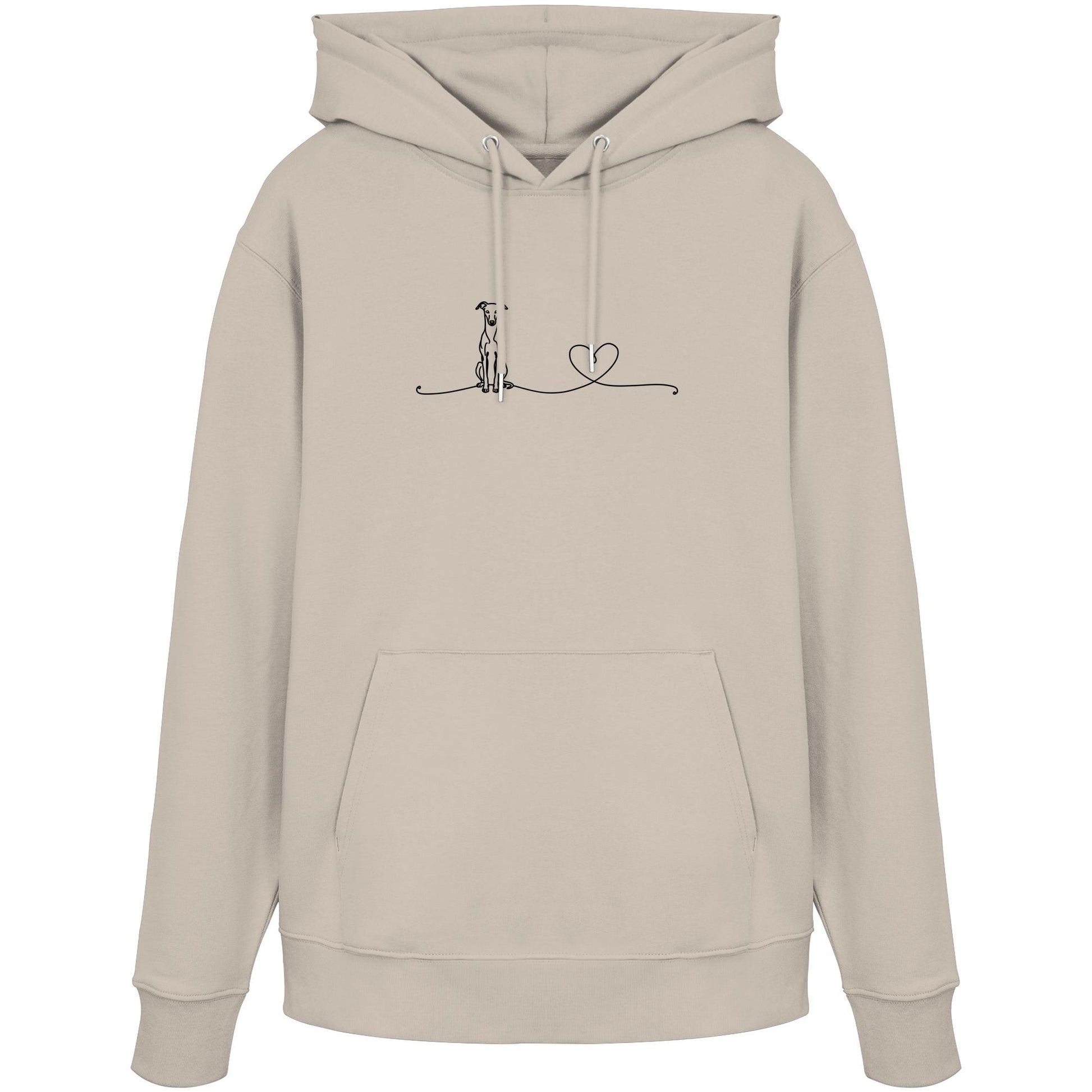 Line Art - Windhund mit Herz - Organic Hoodie