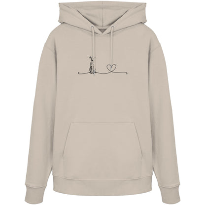 Line Art - Windhund mit Herz - Organic Hoodie