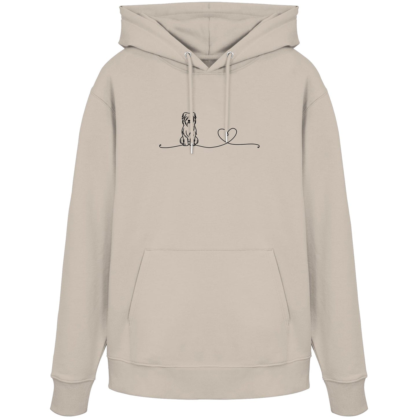 Line Art - Briard mit Herz - Organic Hoodie