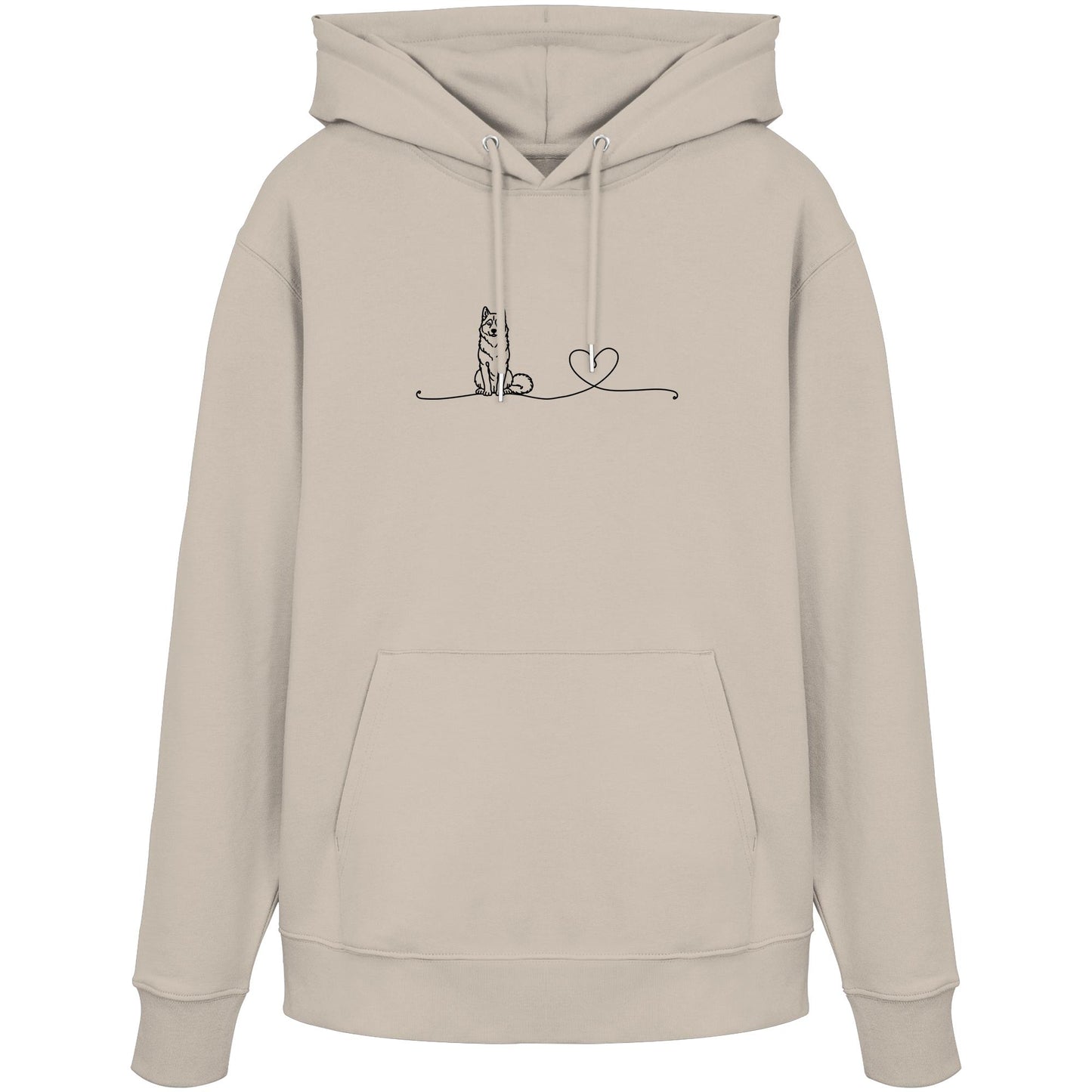Line Art - Husky mit Herz - Organic Hoodie
