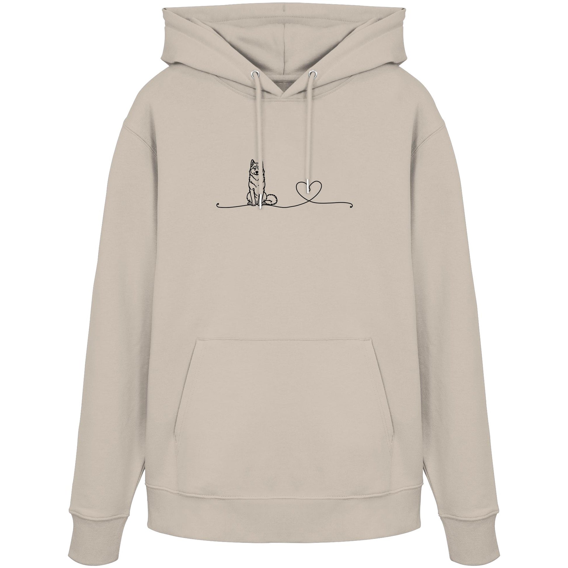 Line Art - Husky mit Herz - Organic Hoodie